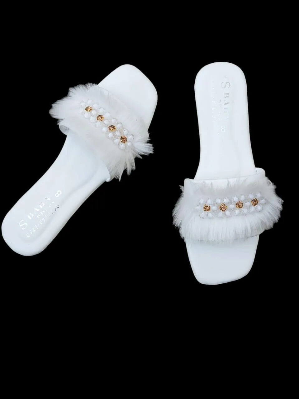 White Women's Fancy Rexine Slipers