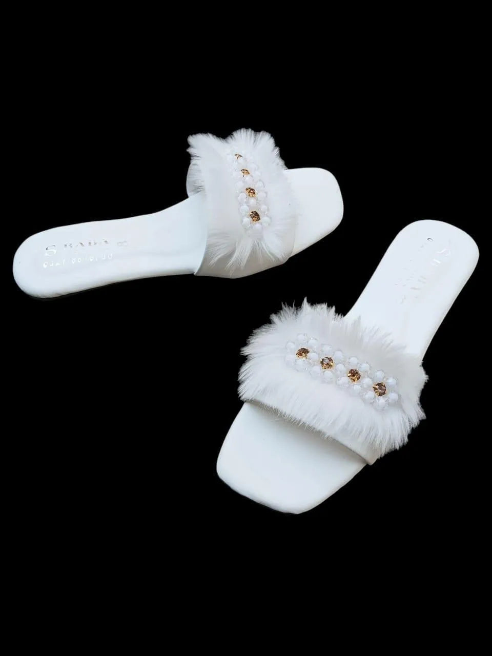 White Women's Fancy Rexine Slipers