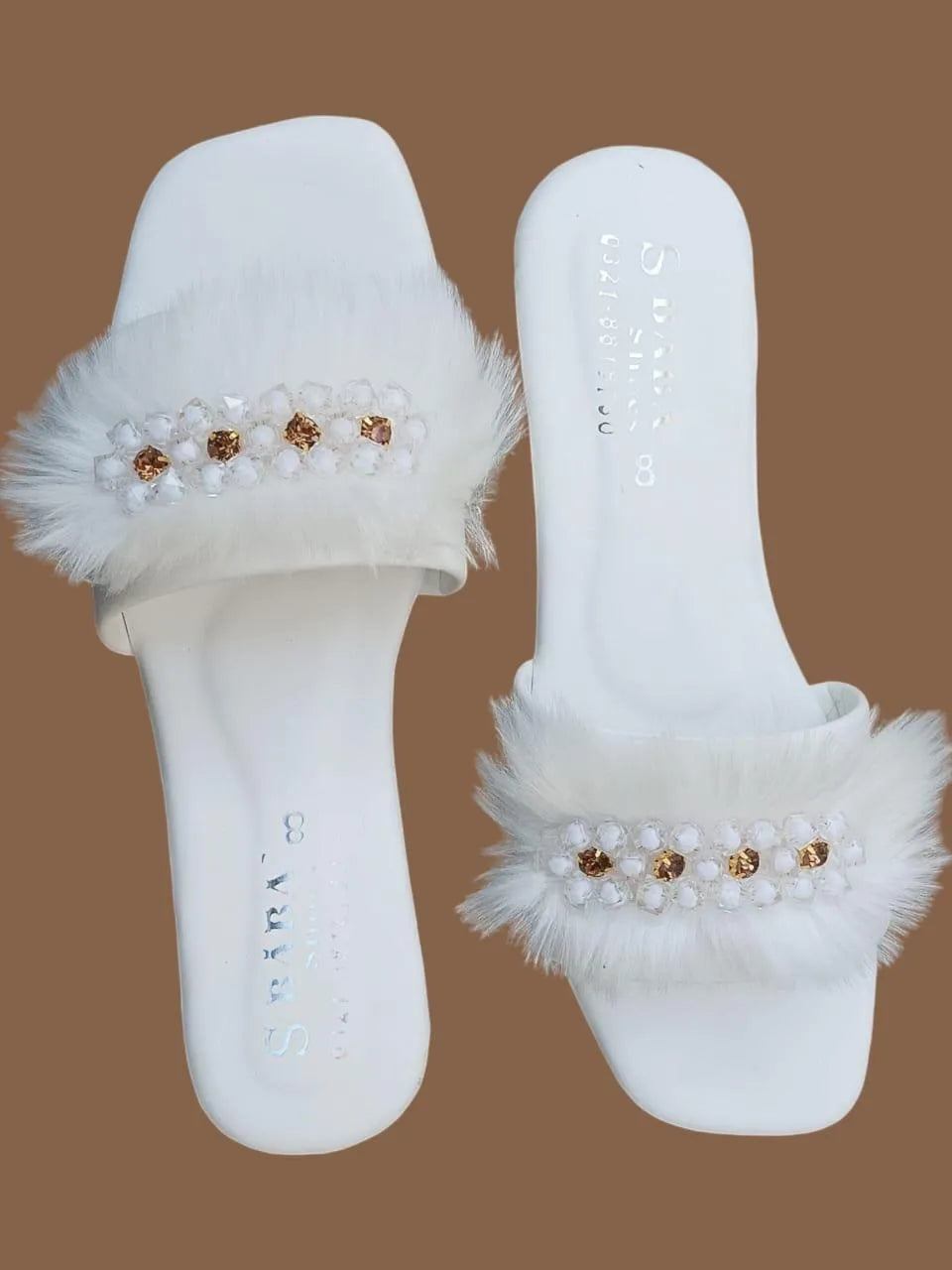 White Women's Fancy Rexine Slipers