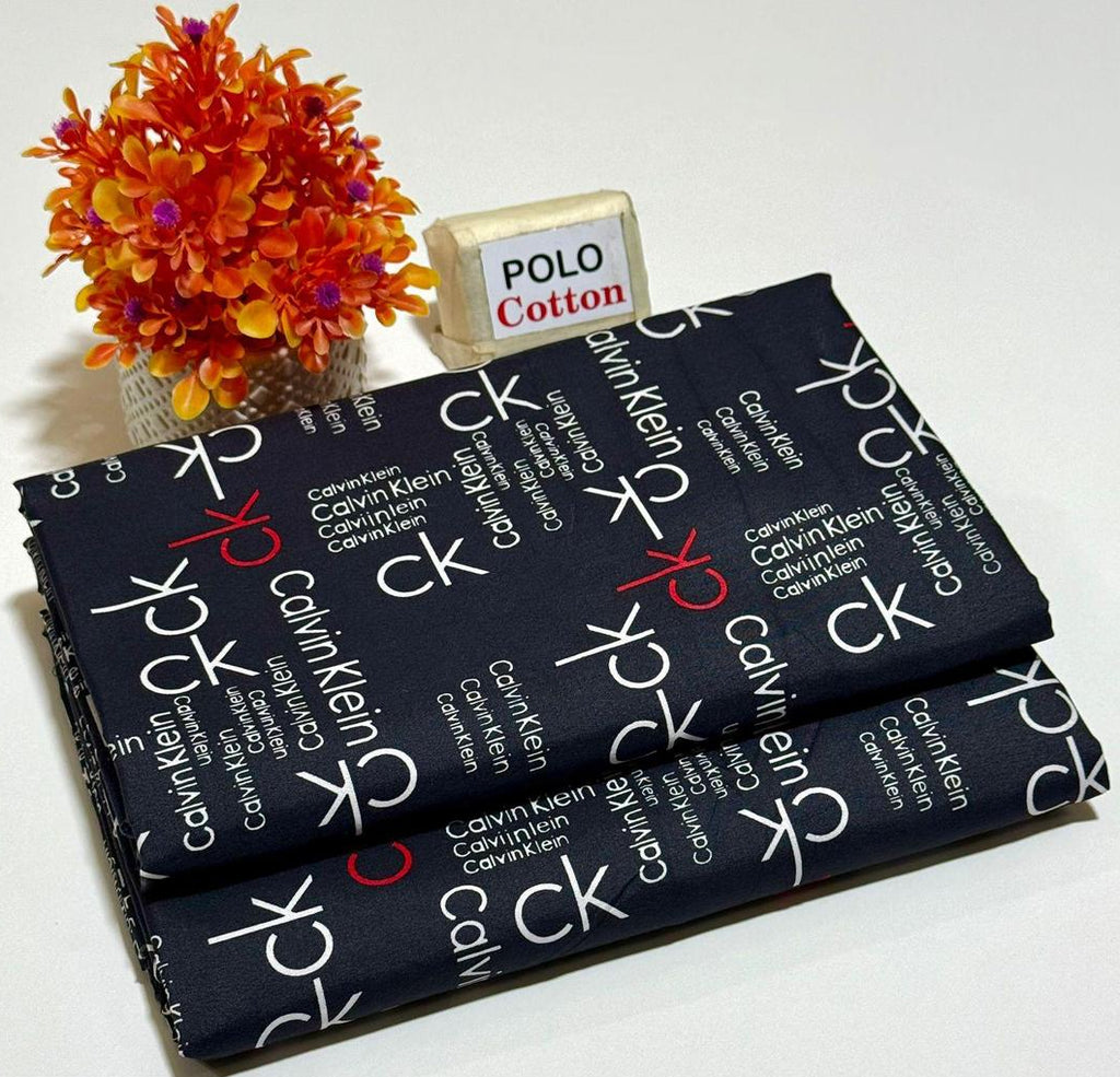 Womens Printed Polo Cotton Suit Balck 2Pcs