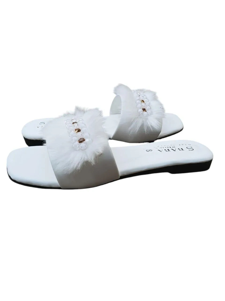 White Women's Fancy Rexine Slipers