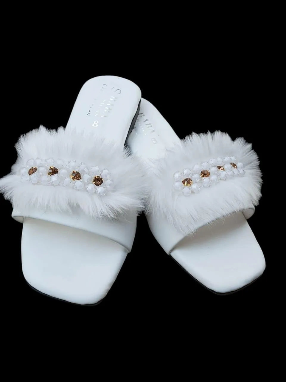 White Women's Fancy Rexine Slipers